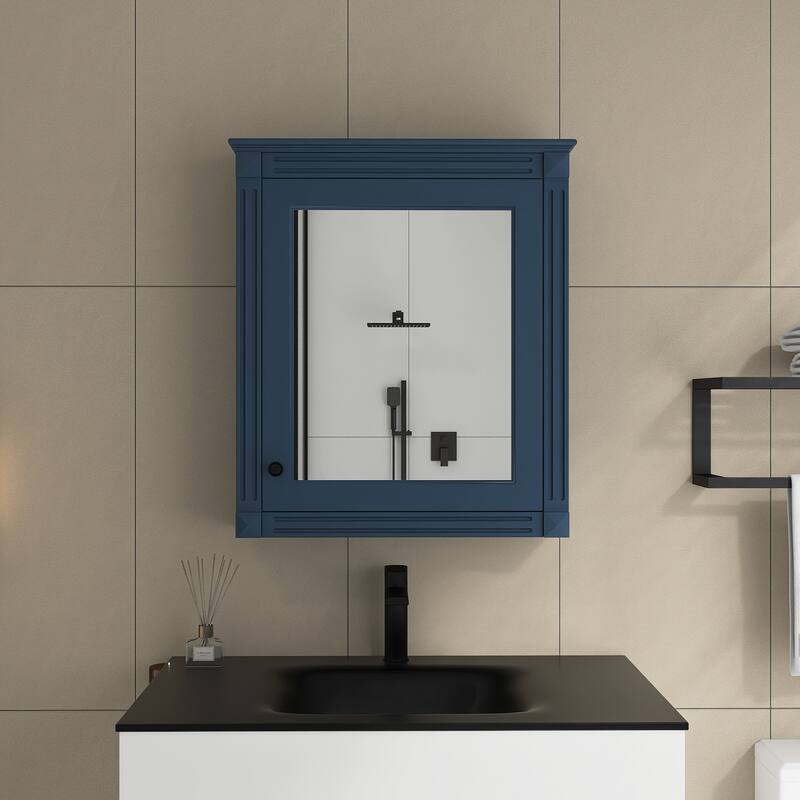 24'' x 27'' Wall Mounted Medicine Cabinet with Height Adjustable Shelf - Blue