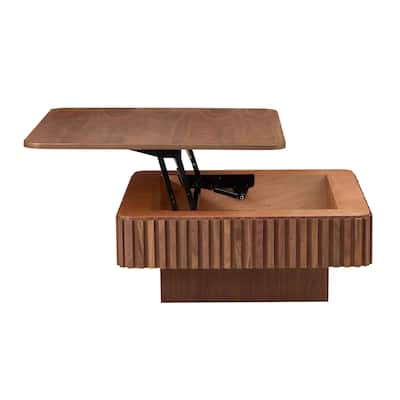 35.43 Inch Modern Handcraft Drum Coffee Table Square Coffee Table for Living Room,Lift Top Wooden Coffee Table