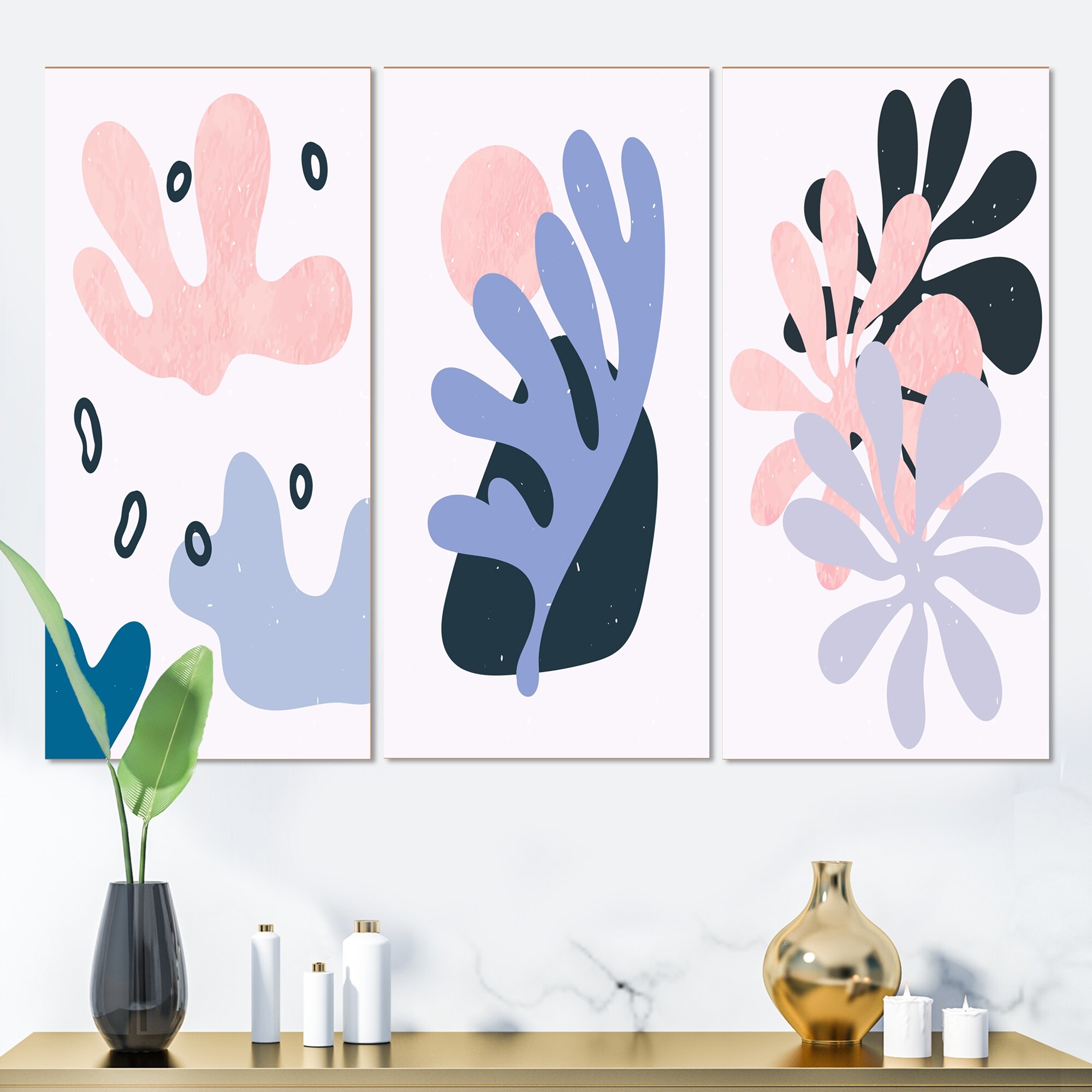 Designart Primitive Abstract Retro Shapes VII - Mid-Century Modern Wall Art Print - Vibrant Geometric Patterns for Contemporary Home Decor-image