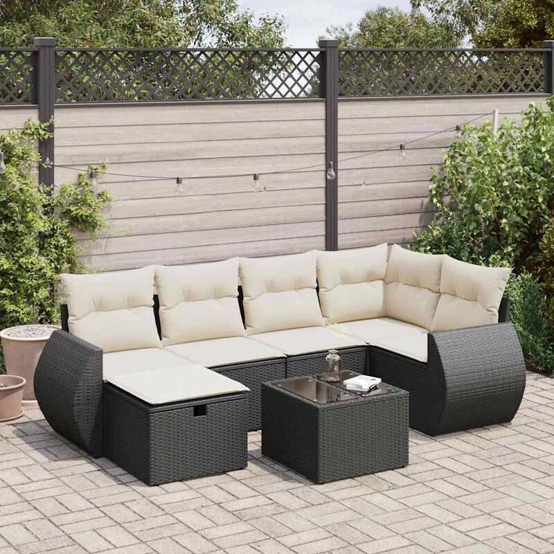 vidaXL Garden Sofa Set - Black and cream Large with storage - form2
