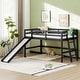 preview thumbnail 2 of 14, Loft Bed with Slide, Twin, Space Saving Kids Low Loft Bed with Guardrail and Ladder Black - Twin