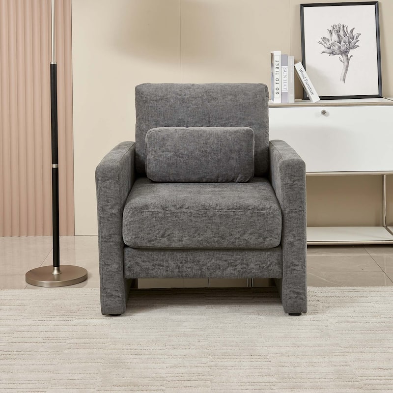 Modern Chenille Accent Chair Armchair for Living Room - Gray
