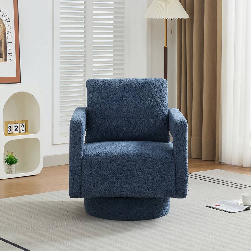 Modern Swivel Accent Chair with Open Back and Removable Cushion