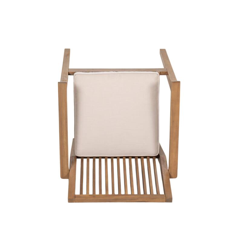 Roomfitters Patio Dining Chairs, Acacia Wood Armchairs with Cushions, Outdoor Seating in Brown