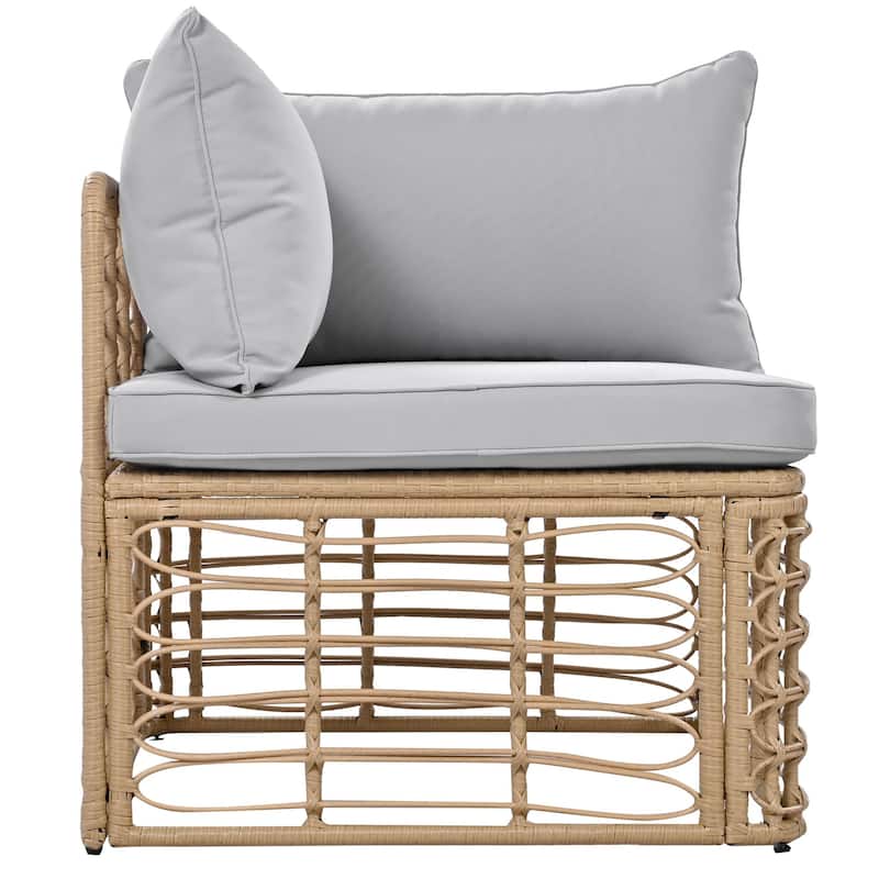7-Piece Outdoor Rattan Patio Furniture Set with Cushions and Coffee Table
