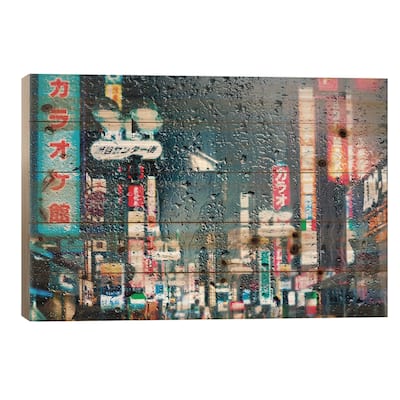 Behind The Window - Shibuya Tokyo Print On Wood by Philippe Hugonnard - Multi-Color