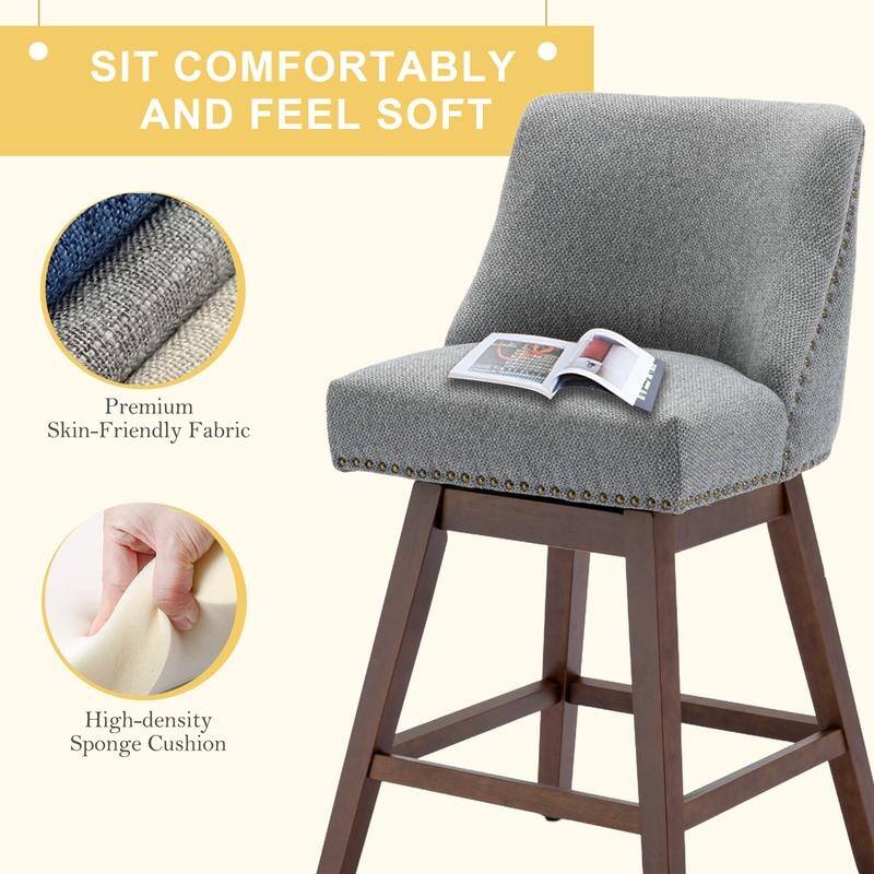 Counter Height Swivel Nail Head Upholstered Barstools Set of 6