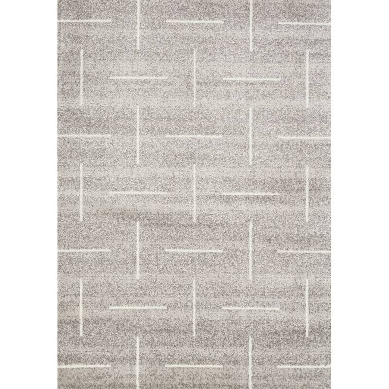 Madrid Collection - Modern Grey Parallel and Perpendicular Lines Rug