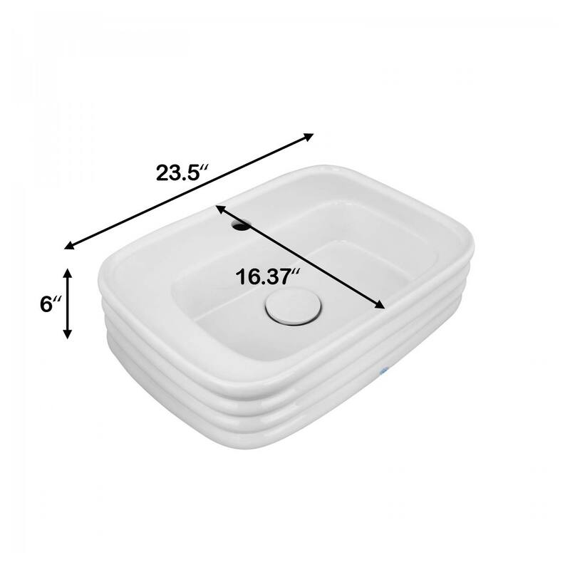 23.5" Rectangular White Ceramic Bathroom Vessel Sink