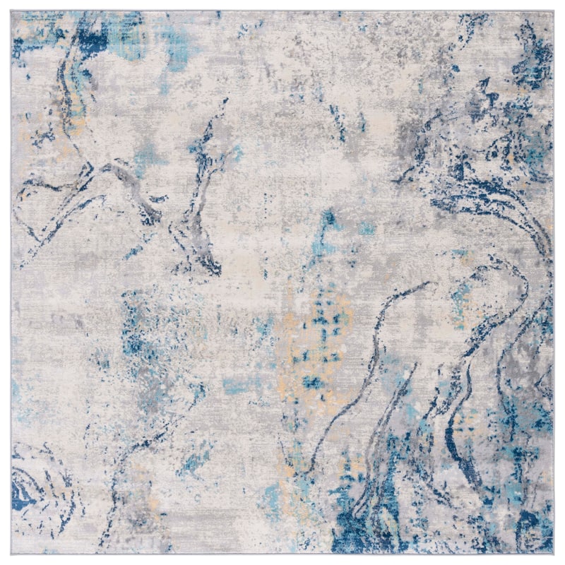 SAFAVIEH Jasper Vikki Modern Abstract Rug - 6'7" Square - Ivory/Blue