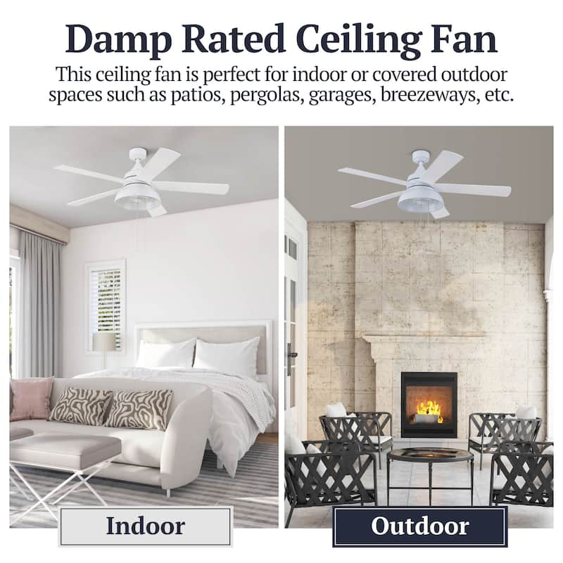 52" Prominence Home Brightondale Indoor/Outdoor Industrial Farmhouse Ceiling Fan, Damp Rated