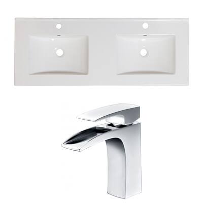 American Imaginations 59-in. W 1 Hole Ceramic Top Set In White Color