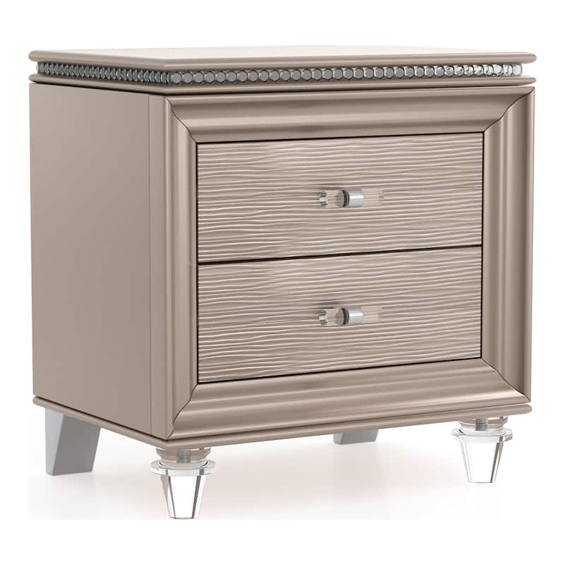 Ving Glam Rose Gold Wood 2-Drawer Nightstand by Furniture of America