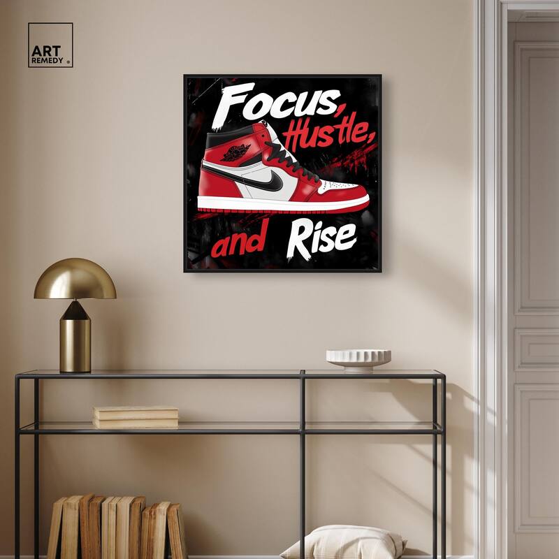Hustle and Rise Sneaker Red Canvas by Art Remedy
