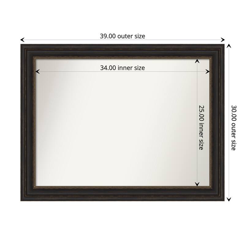 Accent Bronze Framed Non-Beveled Custom Wall Mirror, Bathroom Vanity Mirror - Outer Size: 39 x 30