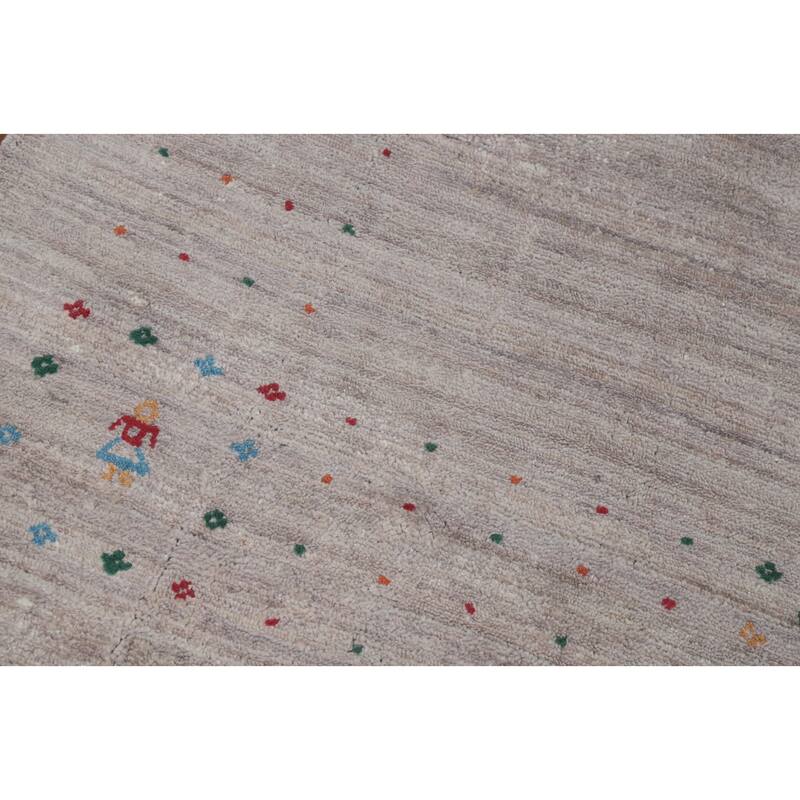 Hand Knotted Oriental Viscose Silk Carpet Tribal Animal Pictorial Beige & Ivories Gabbeh Area Rug - 11' 8'' X 9' 0''