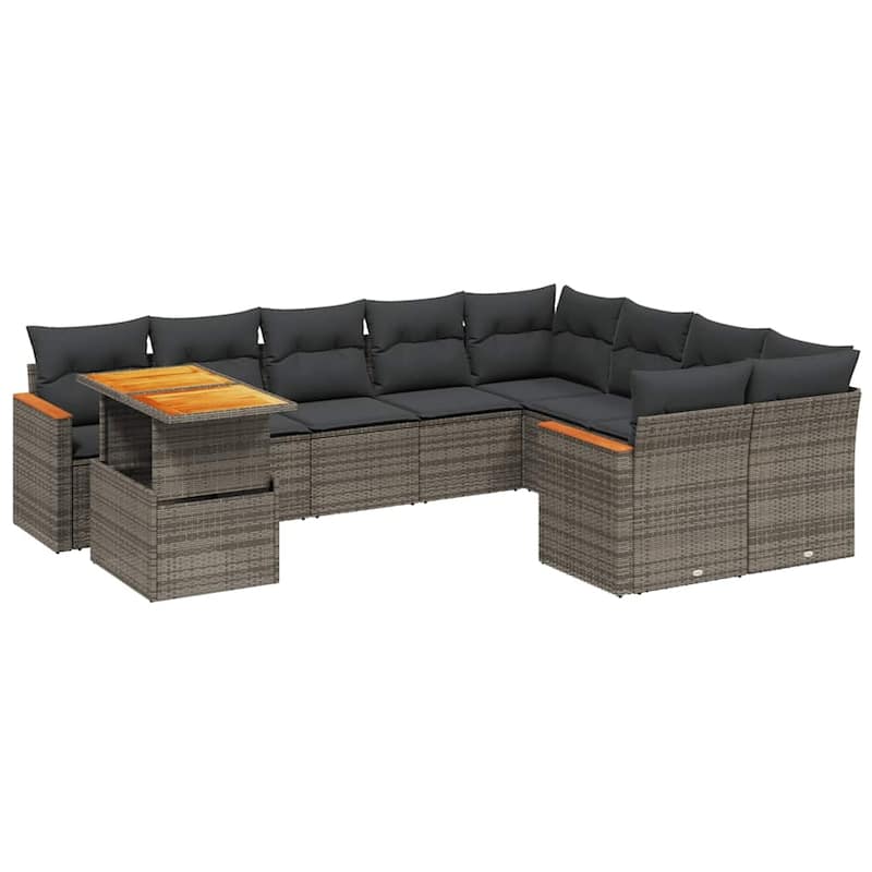 10-Piece Garden Sofa Set with Cushions - 21.7 x 39.4 x 28.7 in