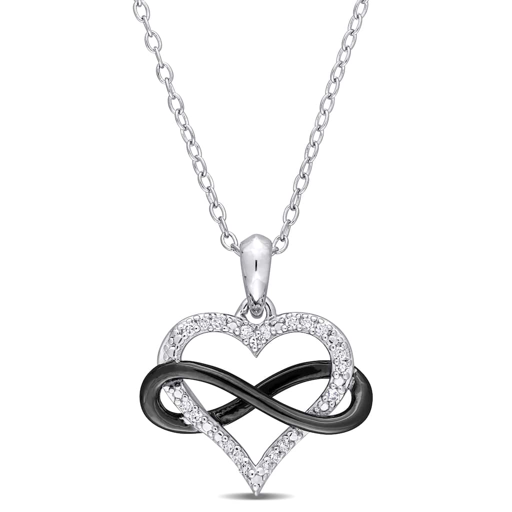 Miadora Two-Tone Sterling Silver 1/10ct TDW Diamond Infinity Heart Necklace