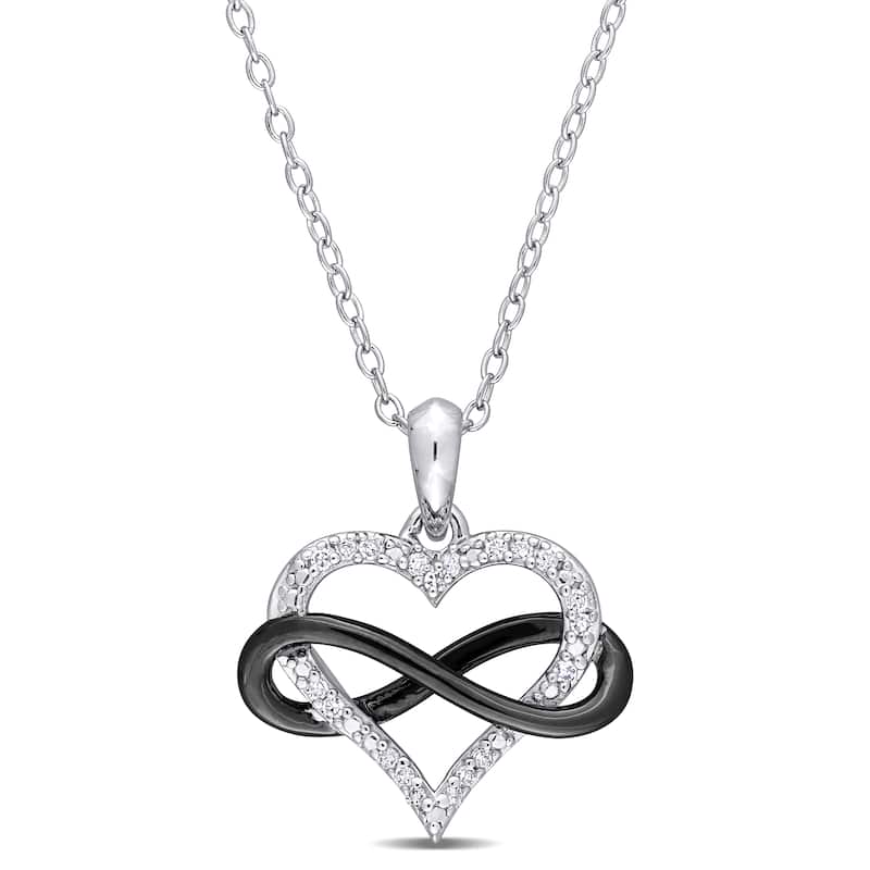 Miadora Two-Tone Sterling Silver 1/10ct TDW Diamond Infinity Heart Necklace