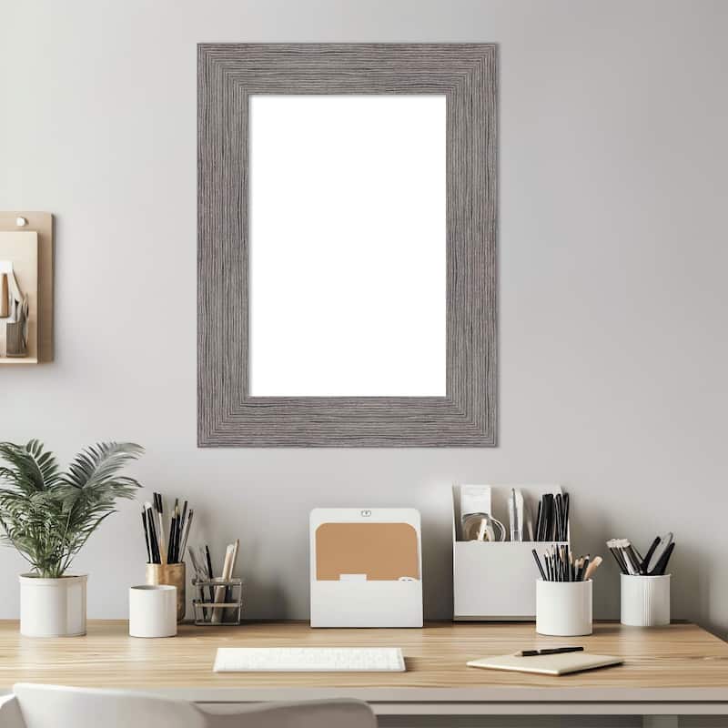 Amanti Art Pinstripe Plank Grey Framed Dry Erase Magnetic Board