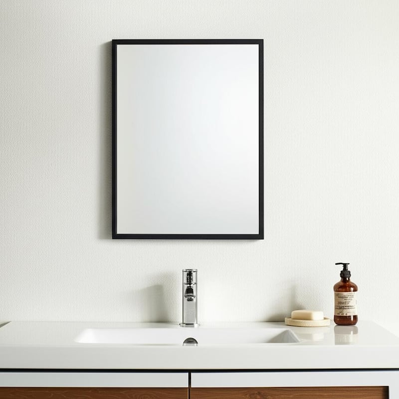 HomeRoots 42" Black Framed Bathroom Vanity Mirror - 31.50 in. x 41.50 in. x 1.75 in. - 31.50 in. x 41.50 in.  x 1.75 in.