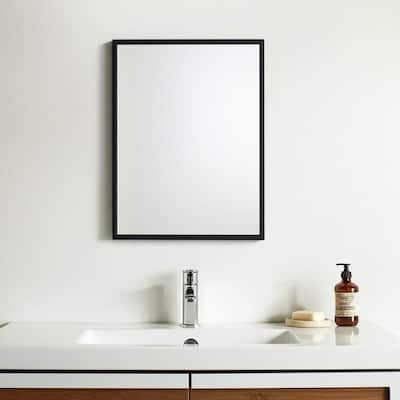 HomeRoots 42" Black Framed Bathroom Vanity Mirror - 31.50 in. x 41.50 in. x 1.75 in.