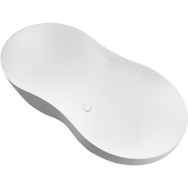 ABRUZZO 67" x 31.5" Freestanding Solid Surface Soaking Tub Matte White with Overflow & Pop-Up Drain