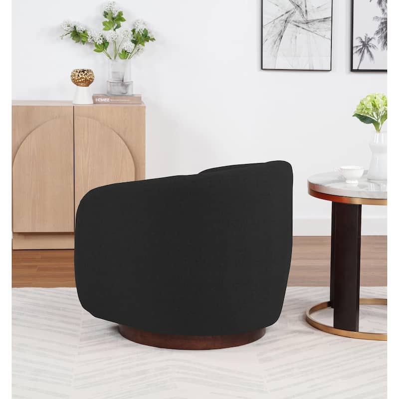 SEYNAR Modern Glam Boucle Fabric Round 360 Degree Swivel Barrel Chair