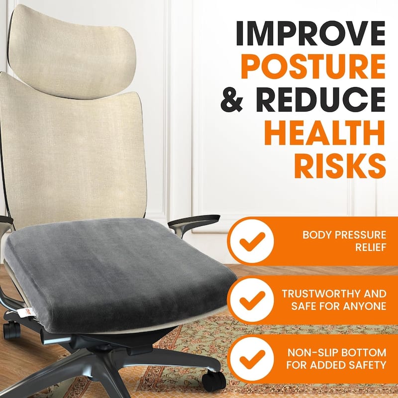 Cheer Collection Ultra Supportive Memory Foam Extra-Large Seat Cushion