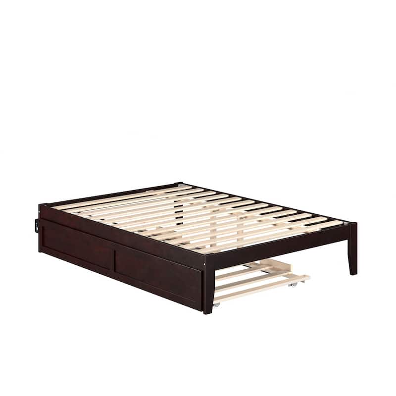 Full Bed with Trundle - Nordic Style Espresso Finish - HomeStock Platform Bed Frame