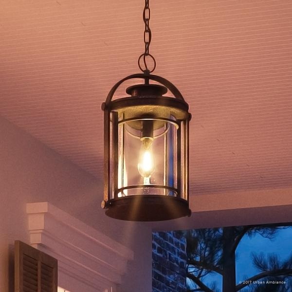 Luxury MidCentury Modern Outdoor Pendant Light 18 H x 10.5 W with Craftsman Style Black Silk Finish