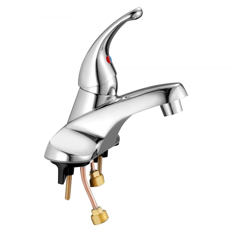Chrome Stainless Steel Single Handle Kitchen Faucet with Press Drain - 6.30 x 5.12 x 9.06 inch