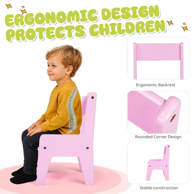 MDF Children's Study Desk And Chair Set With 2 Storage Compartments