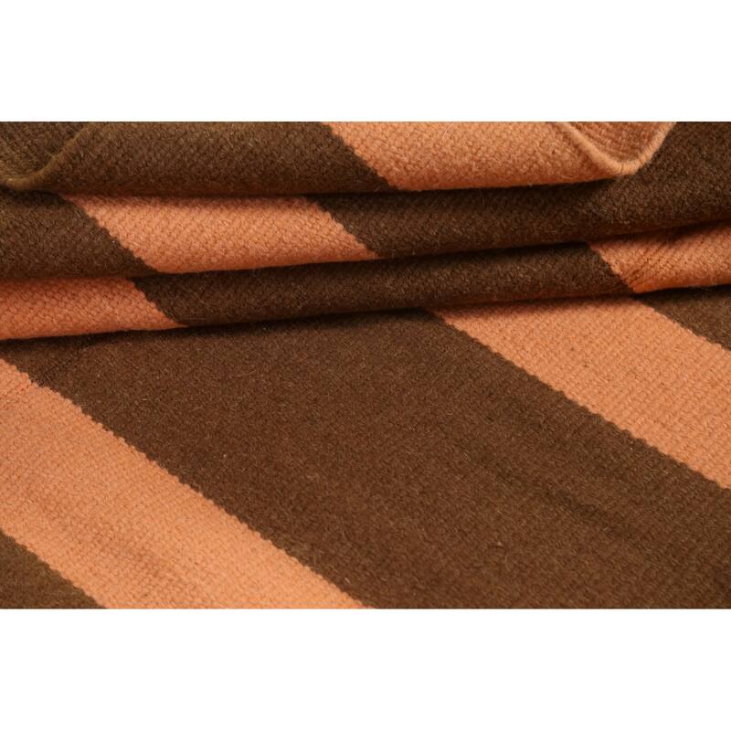 Stripe Modern Kilim Oriental Wool Area Rug Hand-woven Bedroom Carpet - 6'1" x 8'8"