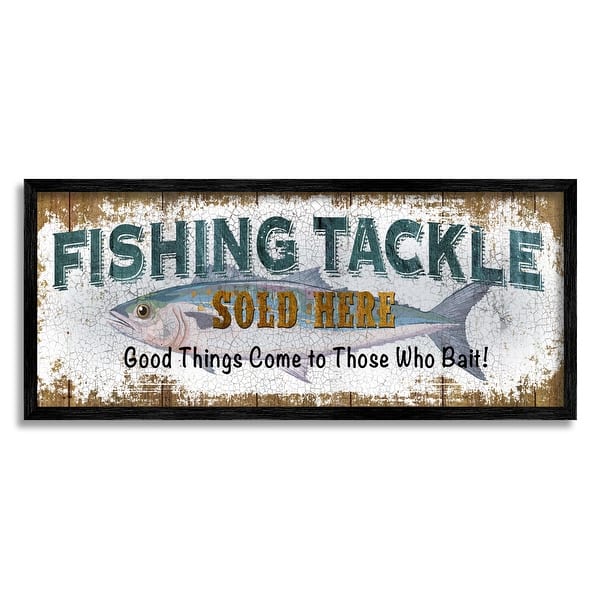 Stupell Rustic Fishing Tackle Sign Those Who Bait Phrase Framed