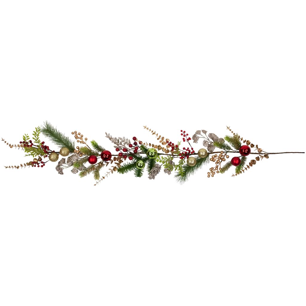 Ball Ornaments Glittered Artificial Christmas Garland - 5' x 10" - Unlit - 5' x 10"