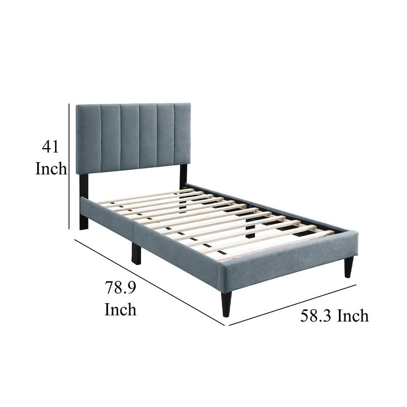 Lilian Full Bed, Soft Channel Tufted Light Gray Linen Upholstery