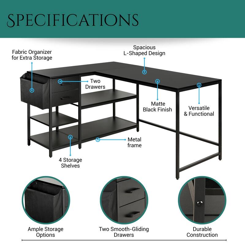 Modern Designs L-Shaped Desk with Smart Storage for Corner Workspaces