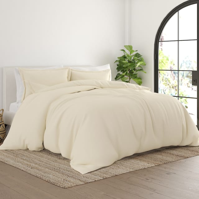 Simply Soft Ultra-soft 3-piece Duvet Cover Set - Ivory - Full - Queen