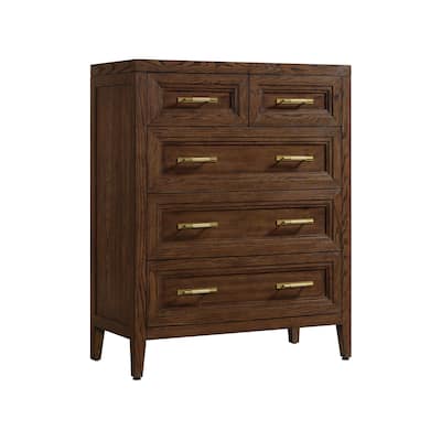 Marlow 5-Drawer Solid Oak Chest, Sable
