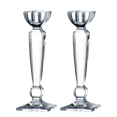 Majestic Gifts Inc European Glass Candlesticks -8" Height - Set/2 - 8"