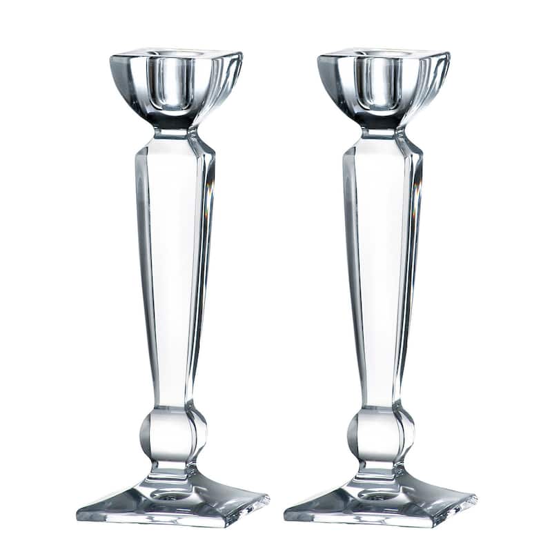 Majestic Gifts Inc European Glass Candlesticks -8" Height - Set/2 - 8"