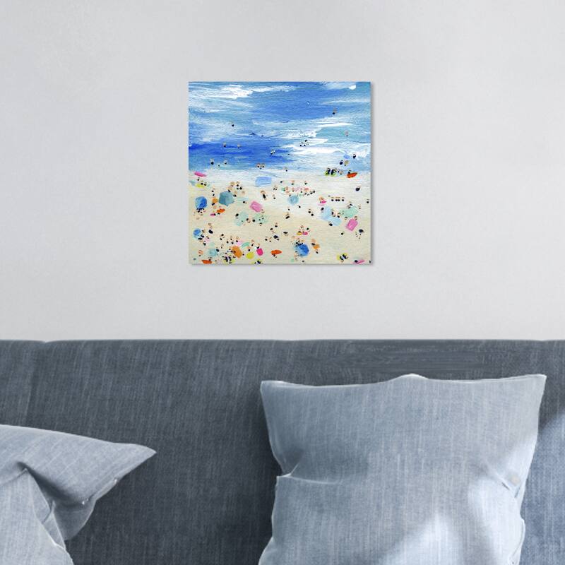 Wynwood Studio 'Crowded Beach' Nautical and Coastal Wall Art Canvas Print Coastal - Blue, Brown - 12 x 12