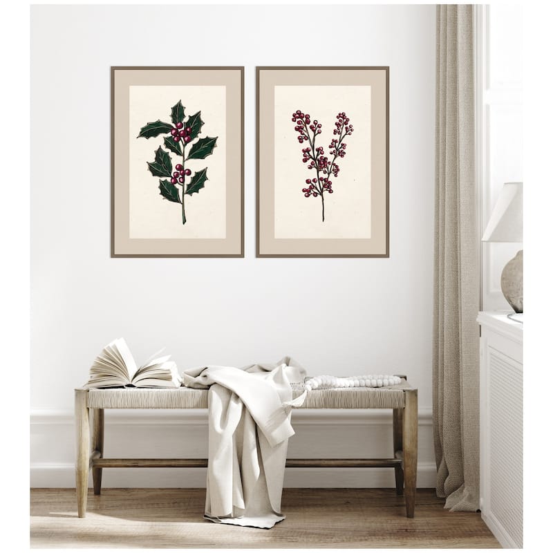 Kate and Laurel Sylvie Silver and Pine - 2 Piece Framed Canvas Art Set by Pam Vale