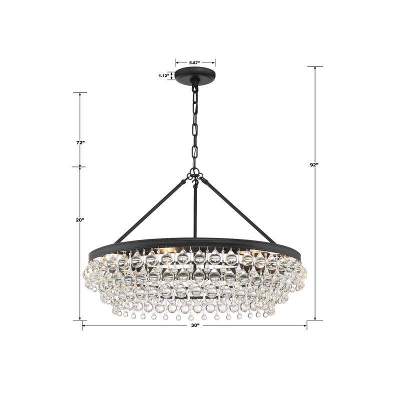 Calypso 6 Light Matte Black Chandelier - 30"W x 20"H x 30"D