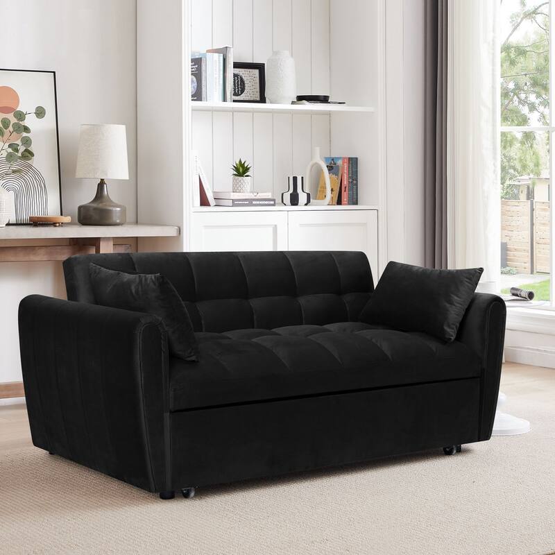 64.9" 3-in-1 Convertible Queen Sofa Bed, Storage Bag and Pillows
