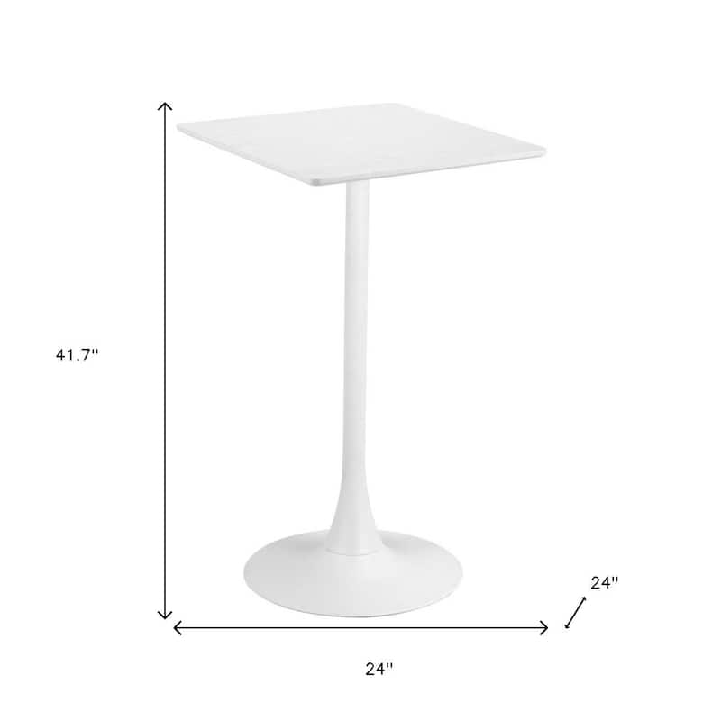 HomeRoots 24" White Wood and Steel Square Bar Table - 24.00 in. x 41.70 in. x 24.00 in.