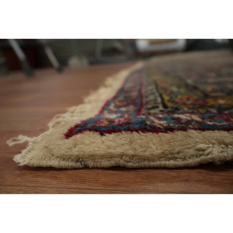 Hand Knotted Oriental 100% Wool Carpet Traditional Floral Beige & Ivories Kerman Area Rug - 15' 2'' X 8' 6''