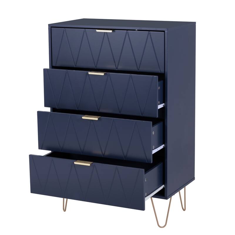 4 Drawers Chest Of Dresser Tall Storage Tower Cabinet with Metal Legs