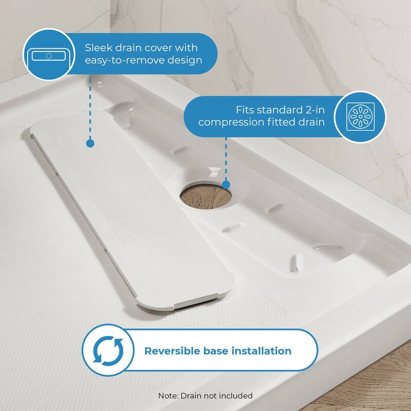 OVE Decors Pasadena Corner Frameless Pivot Shower Door Kit with Base Pan, 2025